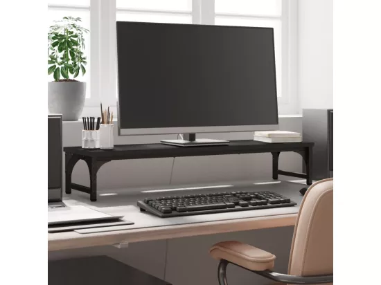 Support de moniteur noir 85x23x15,5 cm bois d'ingénierie