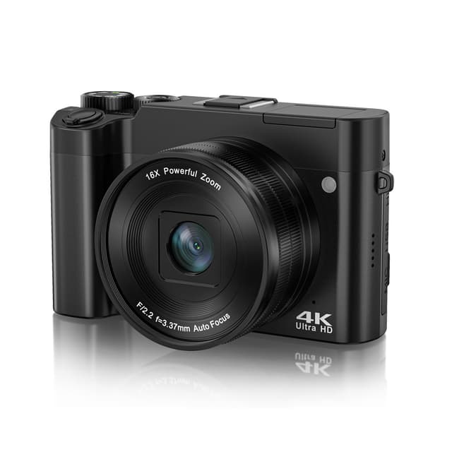 DC218T 4K HD-kamera med dobbelte linser og touch-skærm Sort