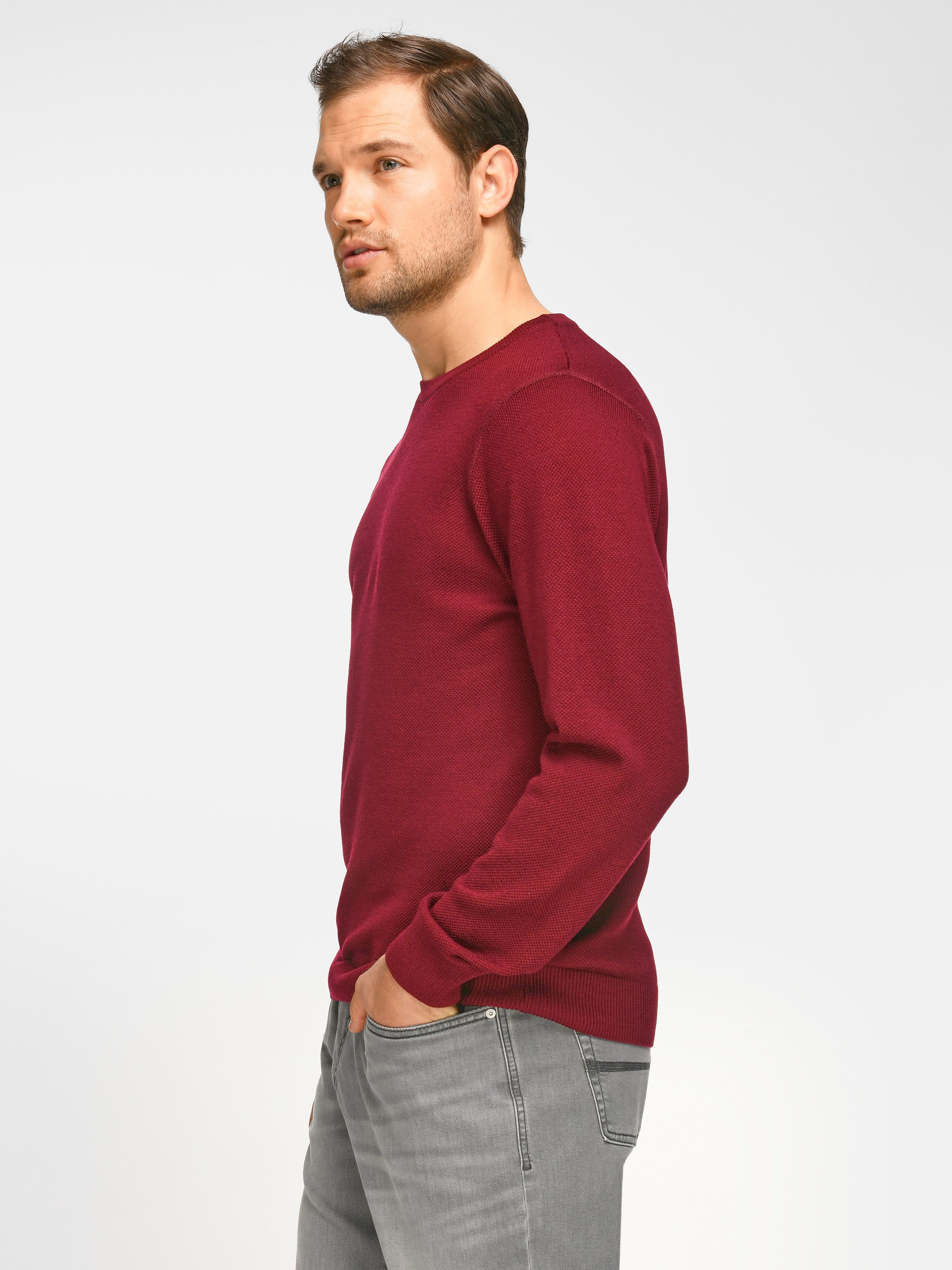 Rundhals-Pullover aus 100% Schurwolle