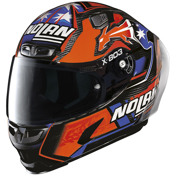 X-lite - Casque X-803 RS Ultra Carbon Replica Casey Stoner Noir / Orange / Bleu
