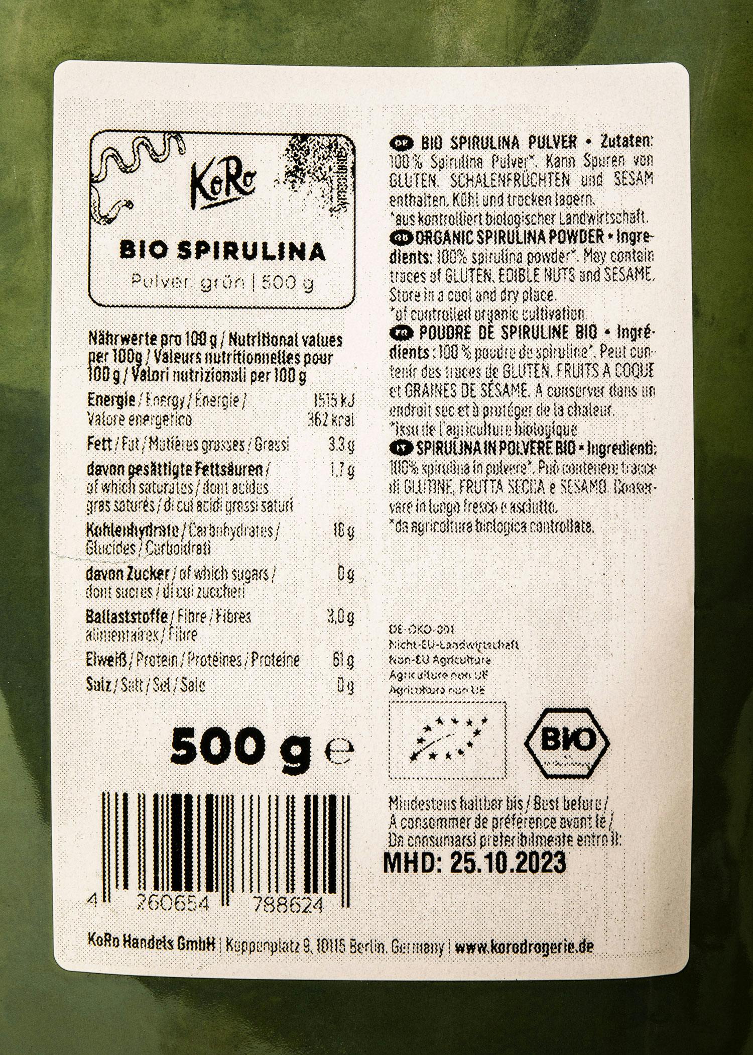 Bio Spirulina Pulver 500 g