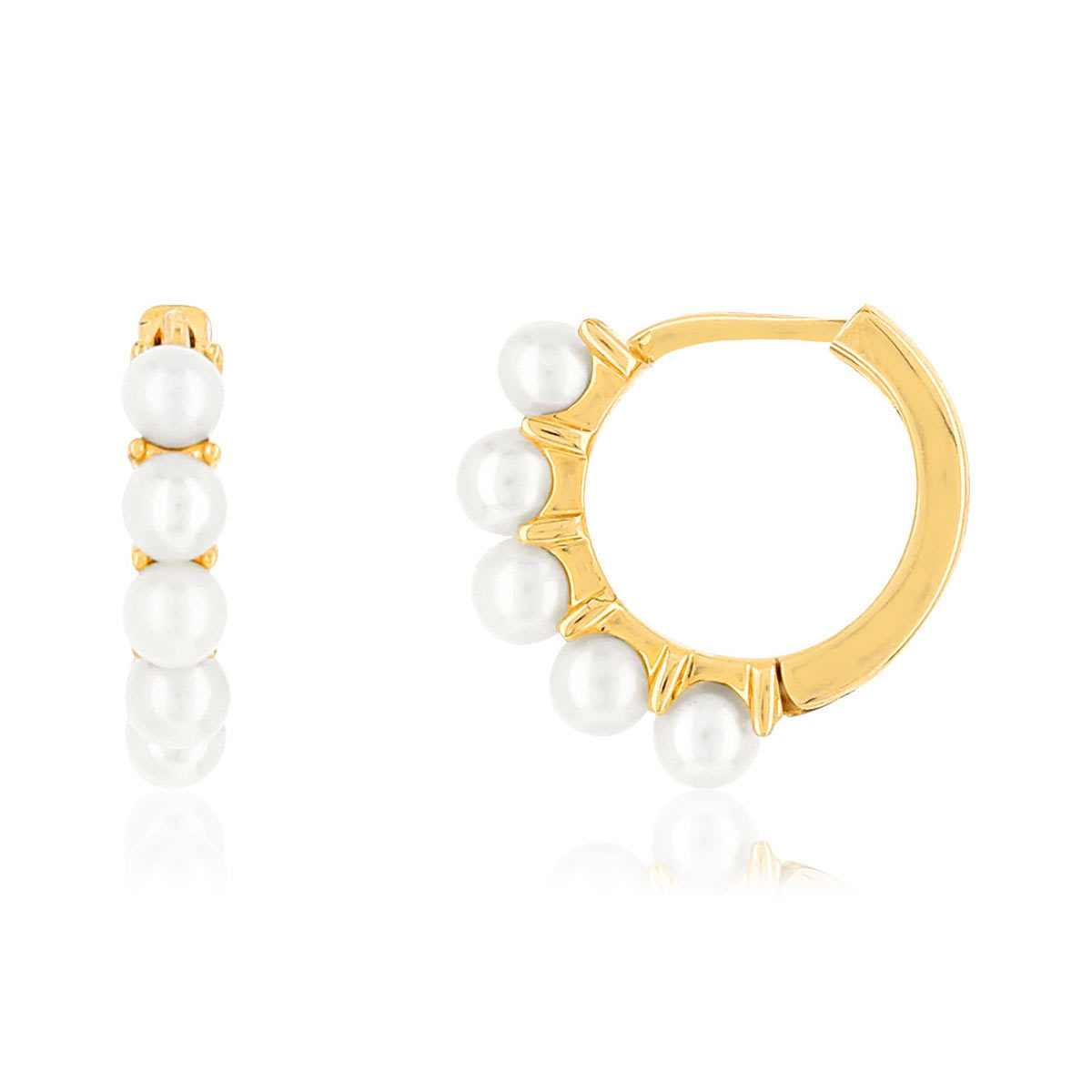Créoles or 375 jaune perles de culture de Chine 13 mm