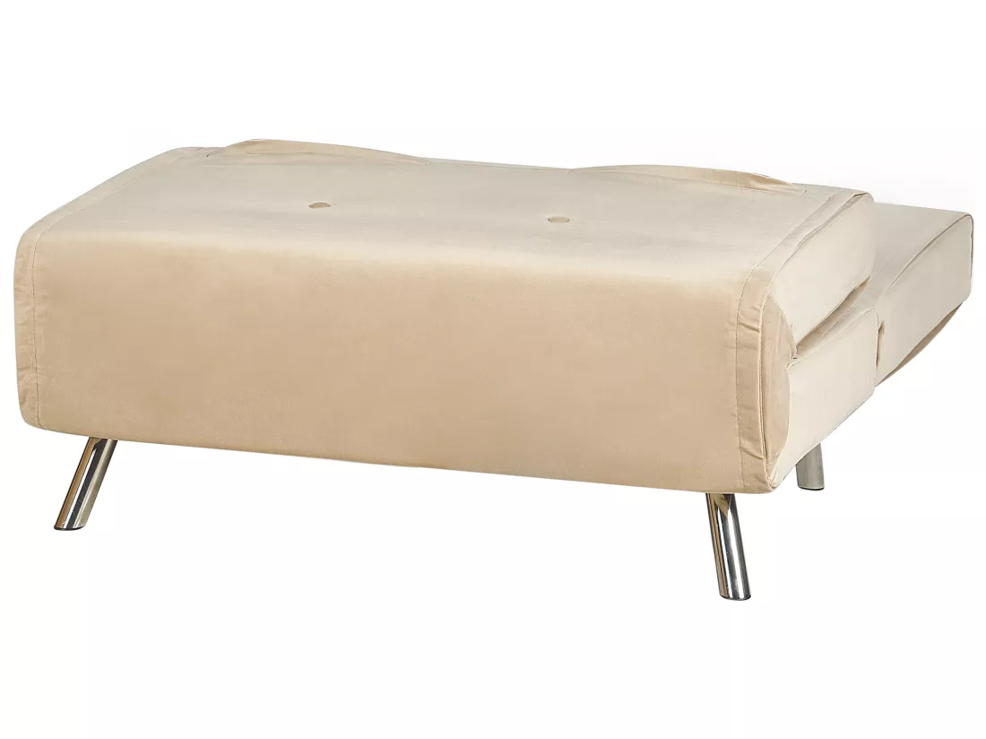 Canapé convertible 1 place en velours beige FARRIS