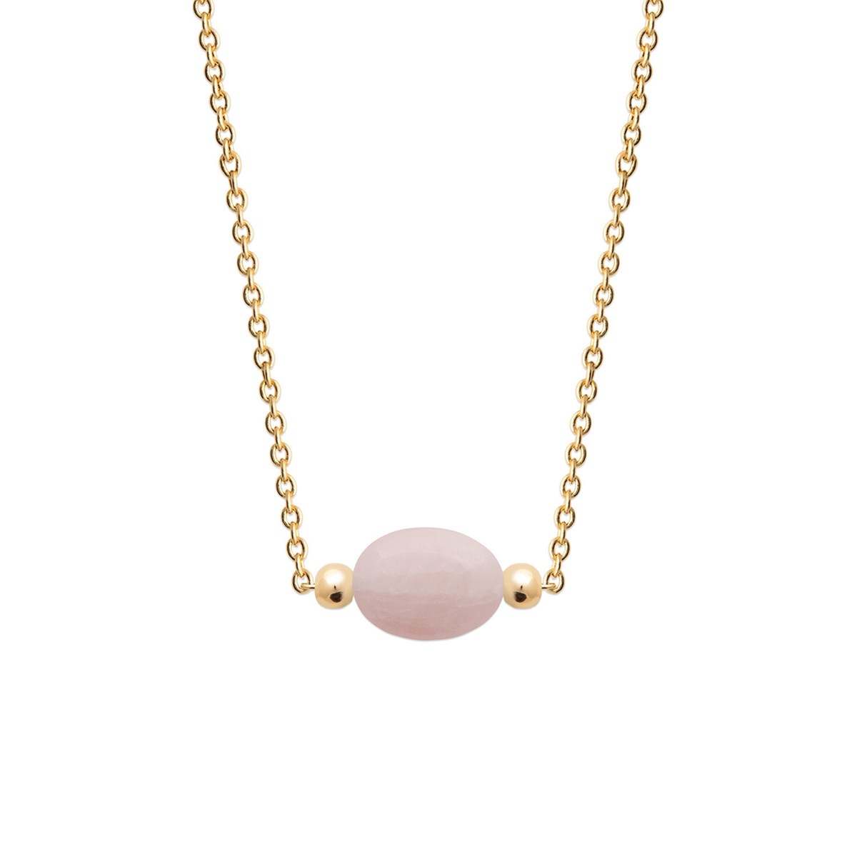 Collier Brillaxis plaqué or quartz rose 45cm