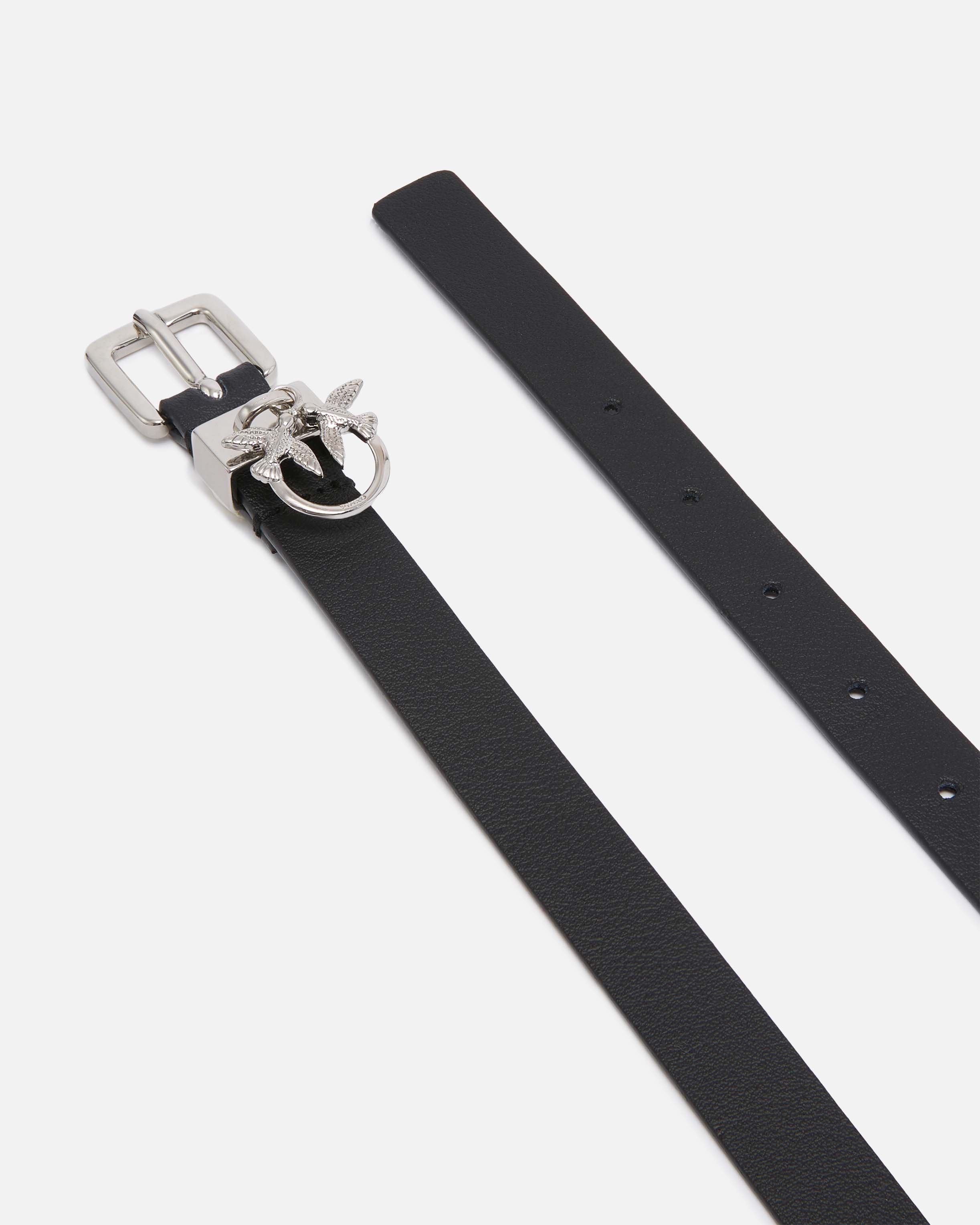 Ceinture avec passant à breloque love birds de 1,5 cm | Noir