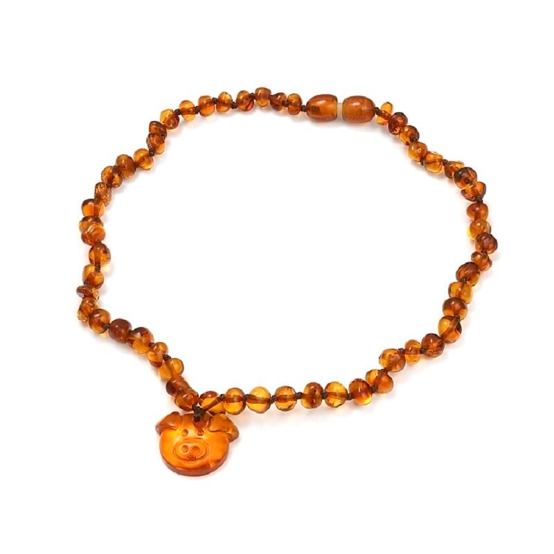 Collier ambre cochon 34cm