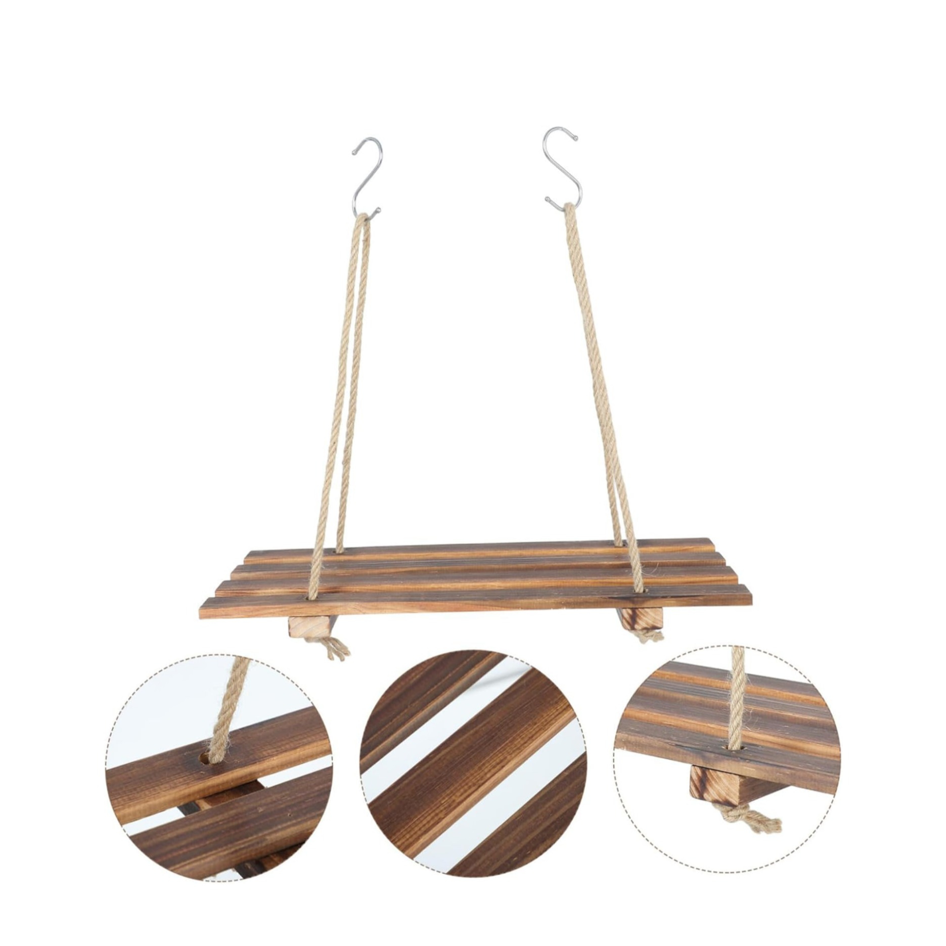 (50x21cm) Holz Balkon Regal Home Deko Ablage Geländer Pflanzen Hängeregal - Dunkelbraun