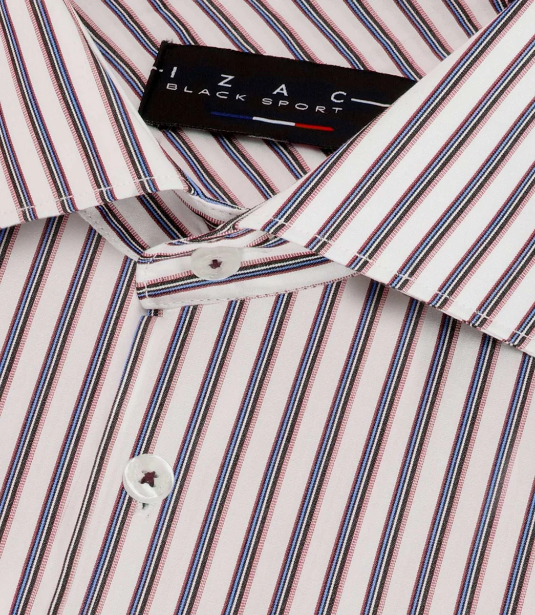 Chemise tissée à rayures bordeaux PELOUSE