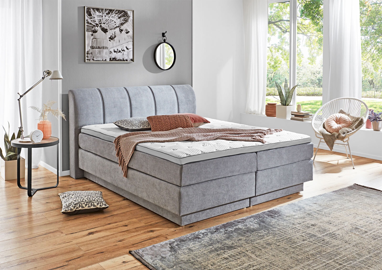 Boxspringbett OTTAWA 180 x 200 cm grau