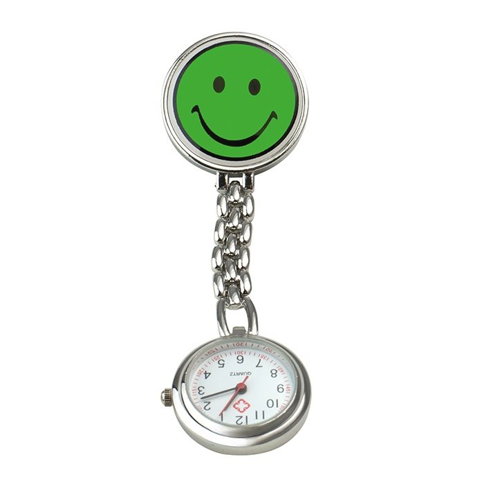 SUNDO Schwestern-Uhr Smiley 9cm grün mit Clip batteriebetrieben 1 Stk
