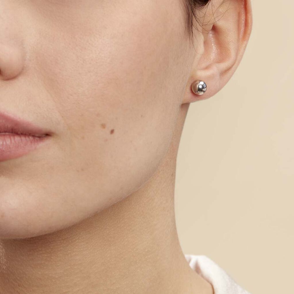 Boucles D'oreilles Puces Fidelia Boule Or Blanc