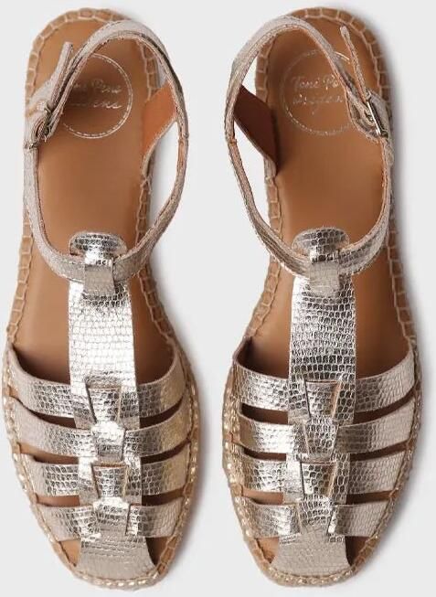 Toni Pons Evian leren espadrilles met dierenprint goud