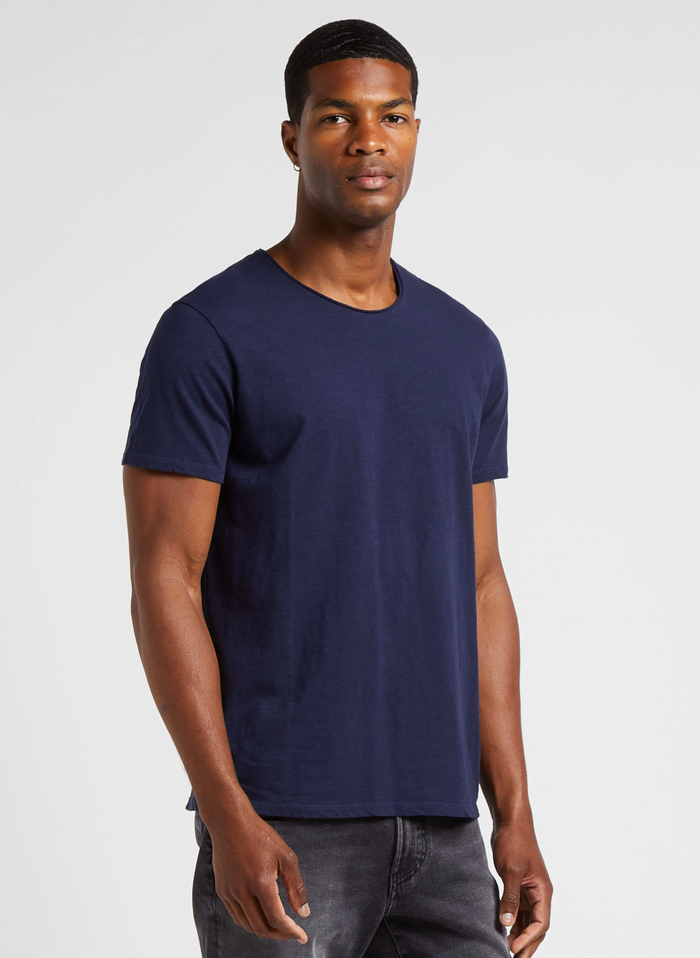 Tee-shirt col rond en coton | Bleu