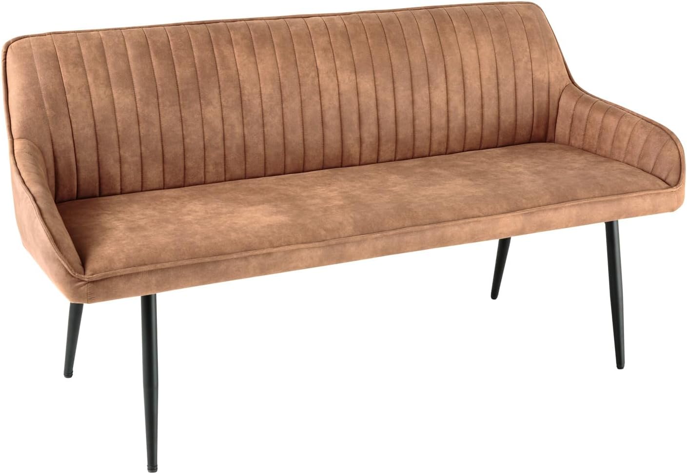 Riess Ambiente Design Sitzbank Turin 160cm braun schwarz Metallbeine mit Armlehne Polsterbank mit Samtbezug, Esszimmermöbel, Flurmöbel