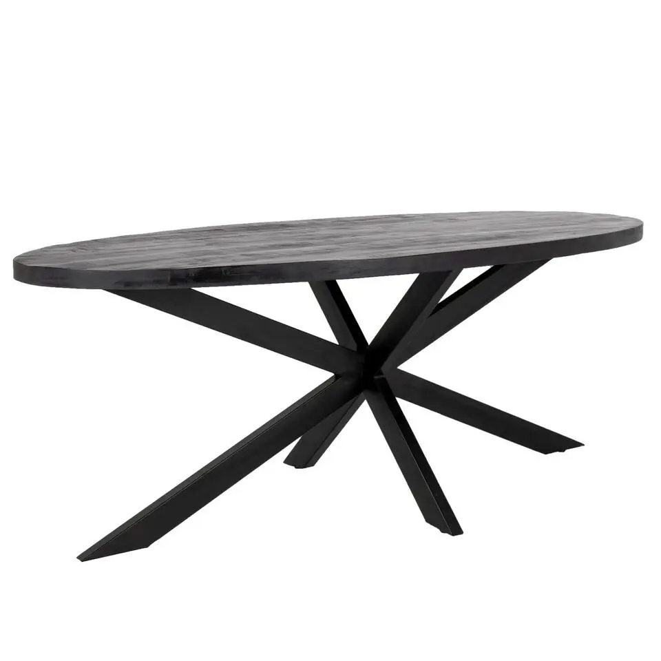 Eettafel Ovaal 240cm - Mangohout Zwart - Matrix-Poot - Mansour