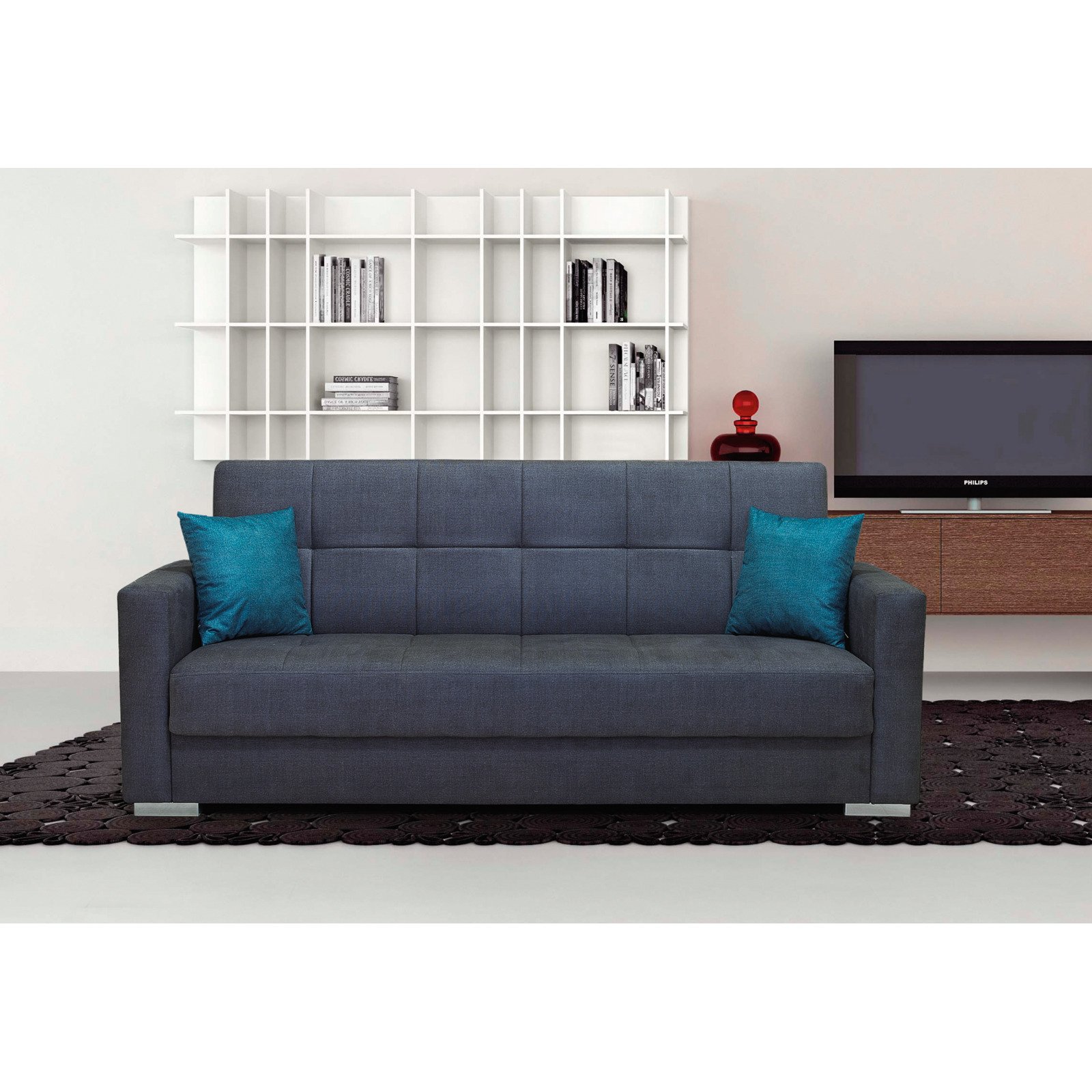 Bettsofa Galeras Stoff grau, Bettkasten