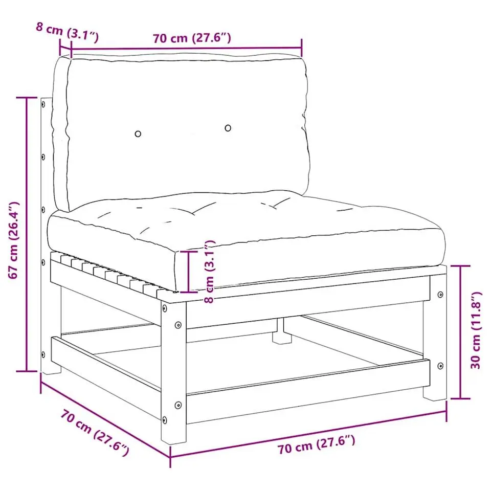 vidaXL - Loungeset - Zwart - Grenenhout