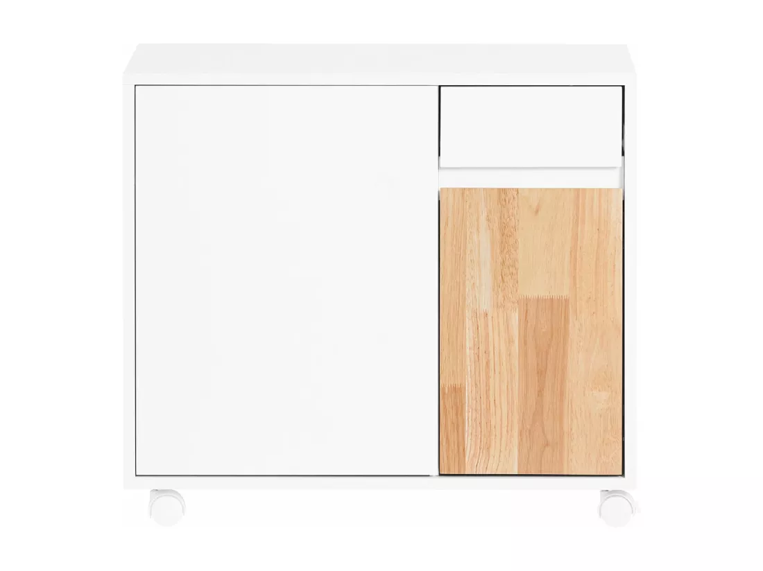 SoBuy ASK04-WN Caisson de Bureau à roulettes, Support Imprimante Roulant, Organiseur Bureau, Meuble de Rangement Bureau, Caisson de Rangement avec Tiroirs, BLANC, 65x58x35cm