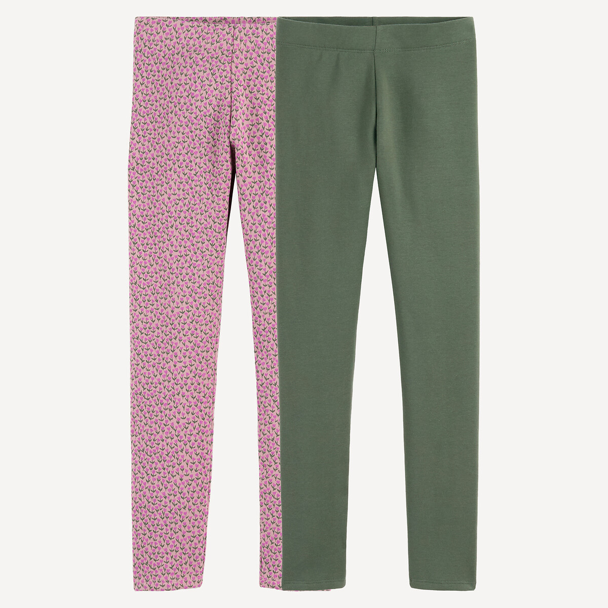 COLEÇÃO LA REDOUTE<br>Conjunto de 2 leggings com estampa floral + lisa