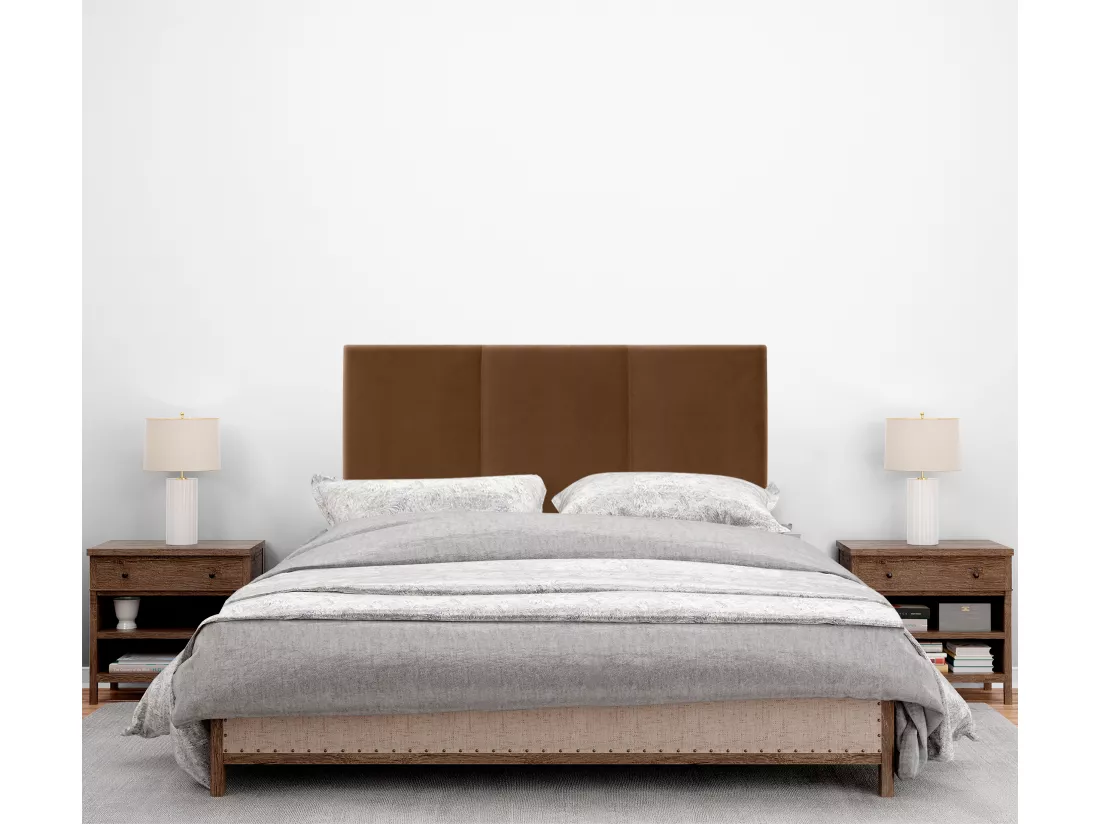 DHOME Tête de lit en velours lisse avec trois panneaux 160x50cm Lits 150/160 - Marron