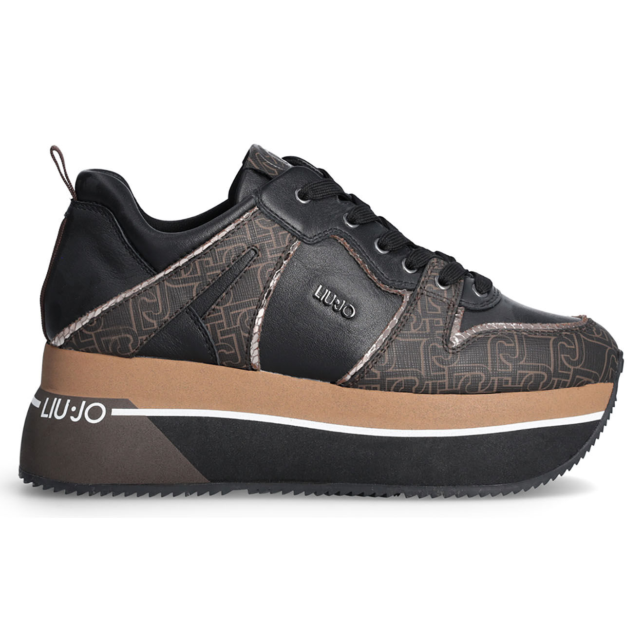 Liu-Jo Sneakers en Cuir Iris noir/marron