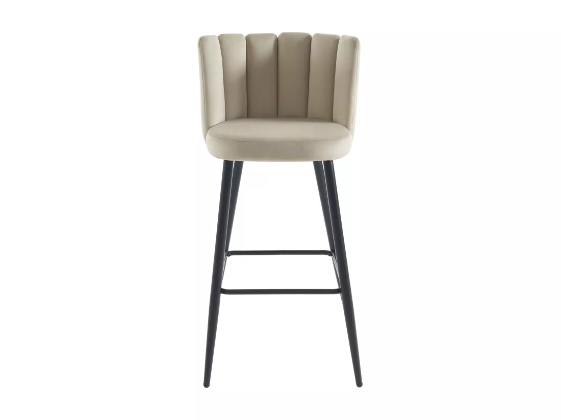 Lot de 2 tabourets de bar en velours et métal noir - Beige - PRANILA de Pascal MORABITO
