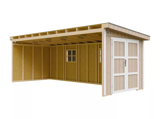 Abri de Jardin Qualité Premium 14,3 m² - H231x248x648 cm - Sans plancher e paroi latérale - Timbela M941B-TERRA BROWN