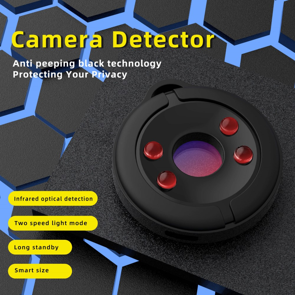 Mini Kamera Detektor Spycam Finder mit Infrarotlicht zur Erkennung von Kameraaktivität - Schwarz