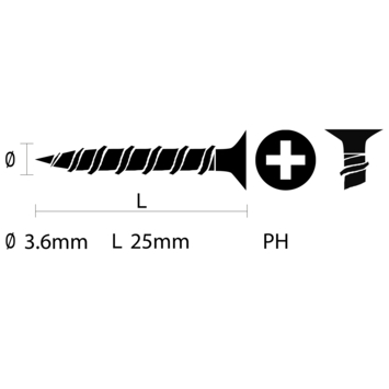 KARWEI gipsplaatschroef 3,6x25 mm zwart (15 stuks)