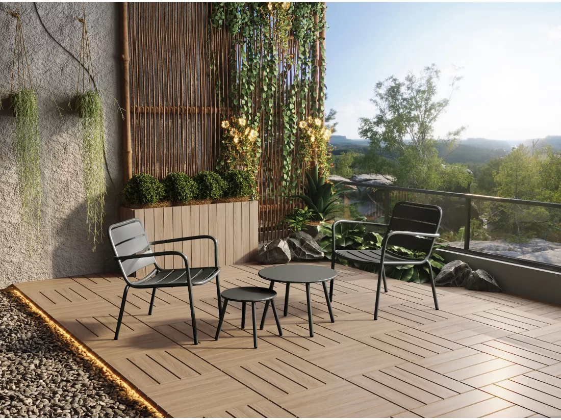 Tables gigognes de jardin en métal - Gris anthracite - MIRMANDE de MYLIA