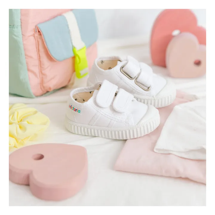 Victoria Baskets Scratchs Tiras Lona | Blanc