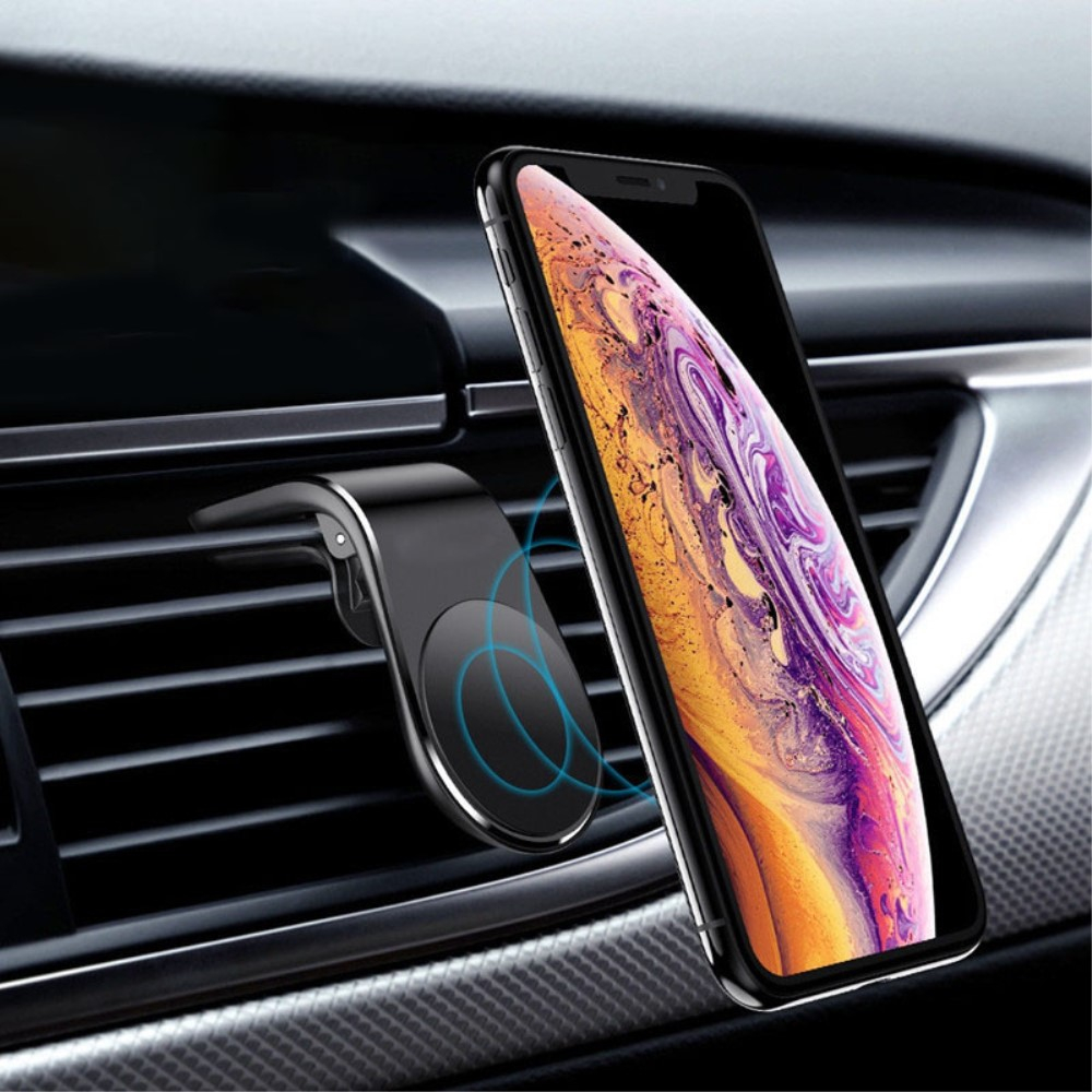 Magnetische Alu Smartphone Halterung Auto KFZ für Air Frame Lüftungsgitter - Schwarz