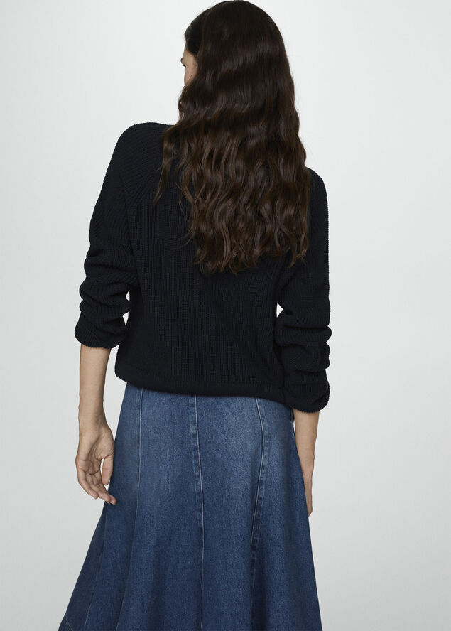 MANGO Cut-out knitted sweater Navy