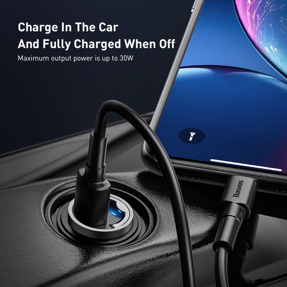 Mini Aluminium 30W (5A) Universal USB Auto KFZ Ladegerät mit Quick Charge 4.0 - Grau