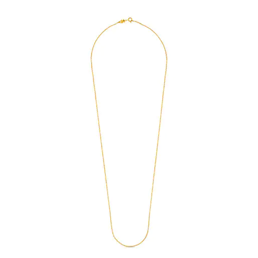 Gargantilha longa com banho de ouro 18k sobre prata com argolas, corrente de 70 cm.