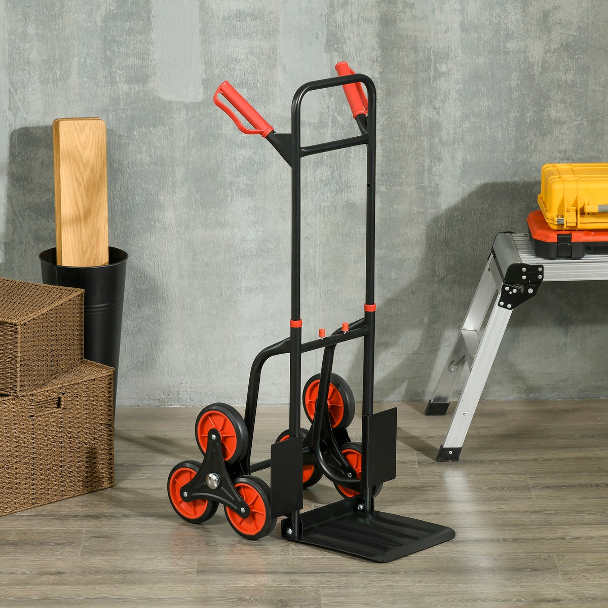 DURHAND, trapklimmer, steekwagen, B45 x D60 x H109 cm, staal, zwart