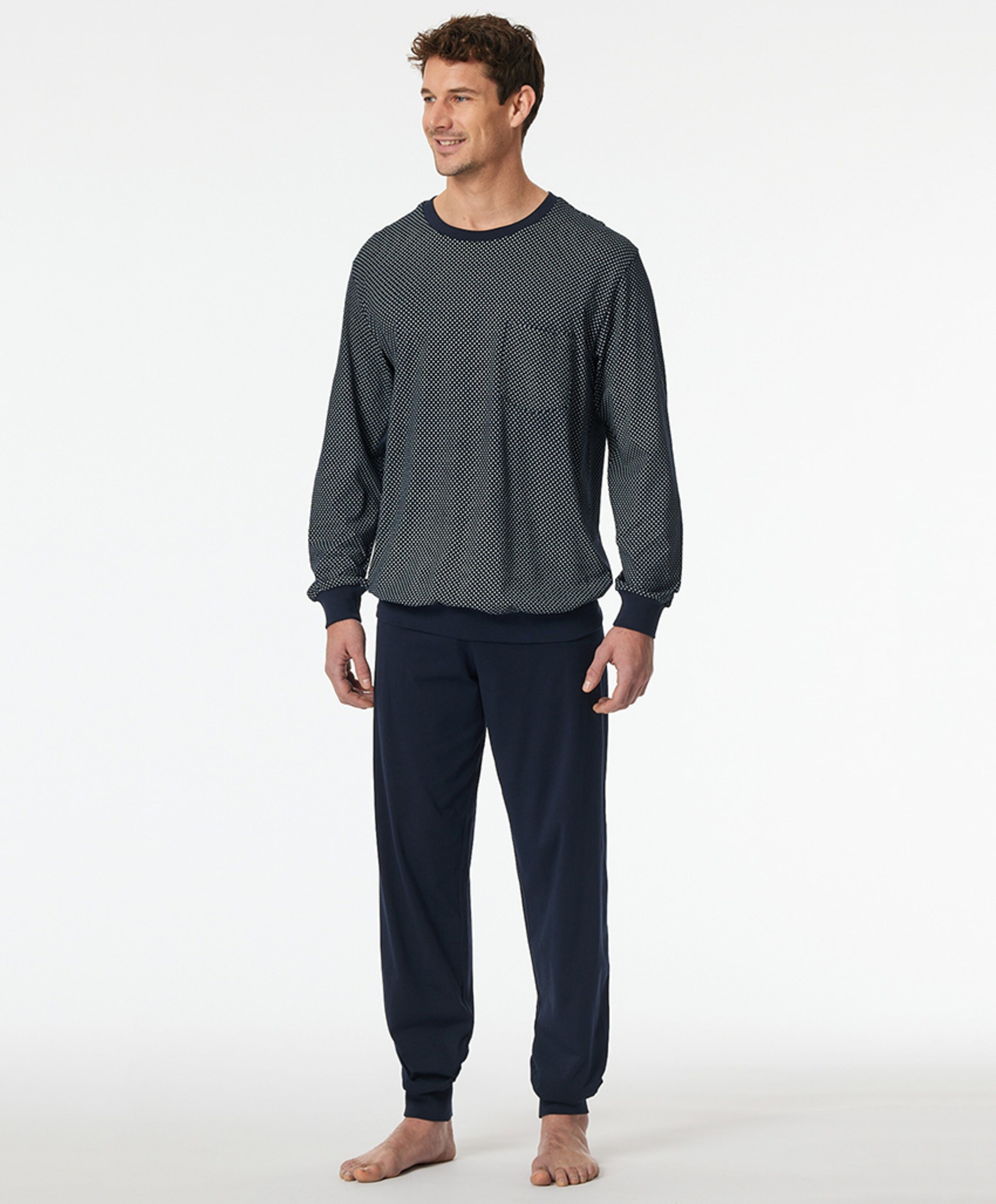 Schiesser Heren pyjamaset blauw