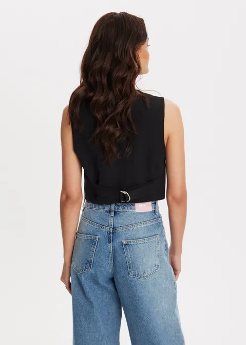 Gilet met knopen zwart (ZWART)