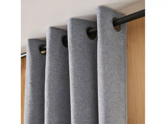 KEYNE - Rideau Thermique Occultant 140 x 180 cm Doublé Polaire Coloris Titane