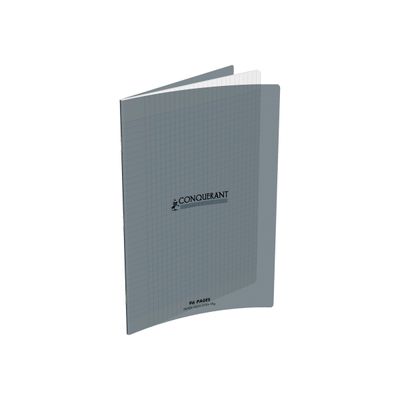 Conquérant Classique - Cahier polypro 24 x 32 cm - 96 pages - grands carreaux (Seyes) - gris