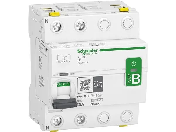 Fejlstrømsafbryder AC/DC RCCB HPFI 2P 25 A 30 mA type B specielt designet til EV-Electrical Vehicle
