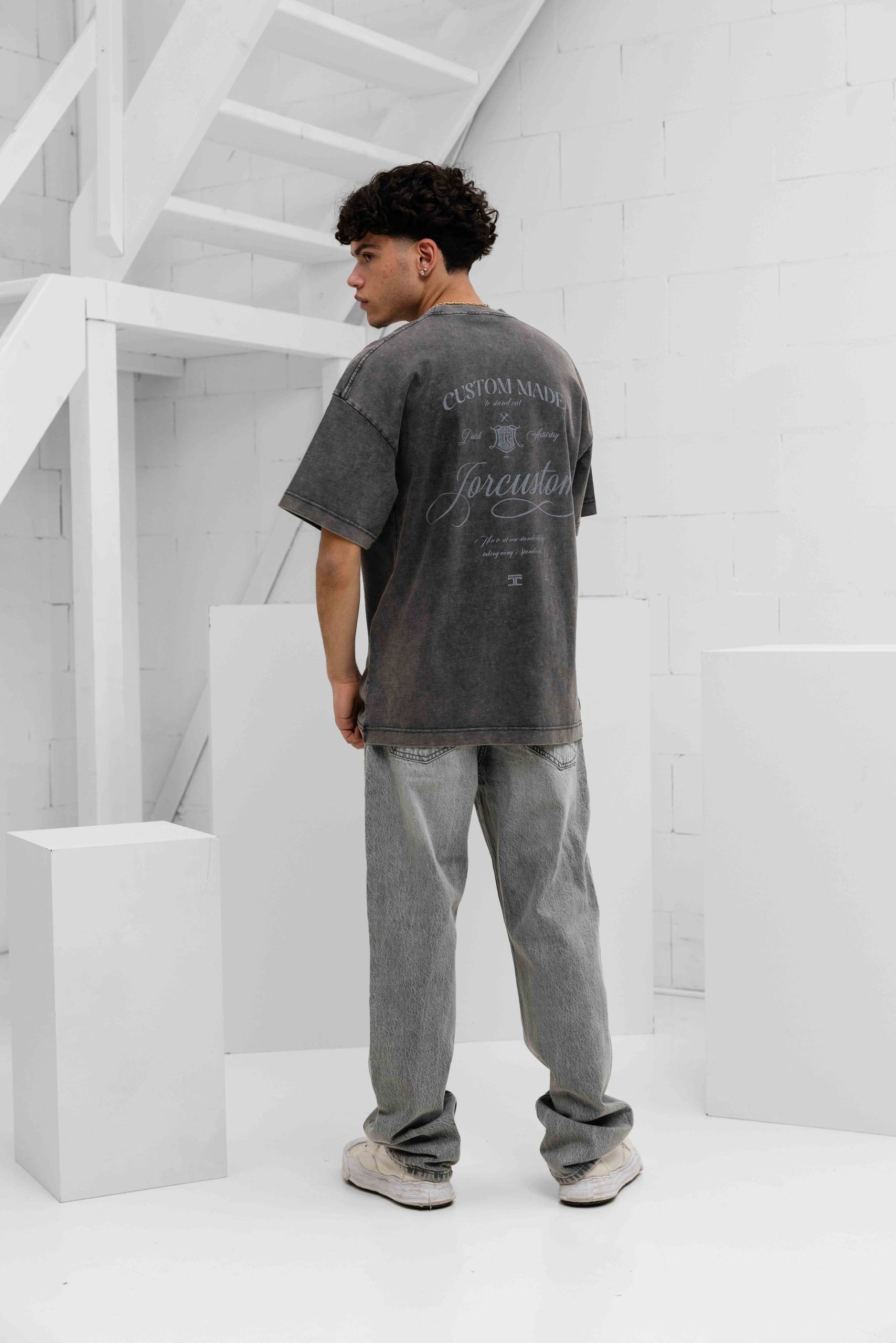 Jorcustom Handscript Loose Fit T-Shirt Heren Donkergrijs