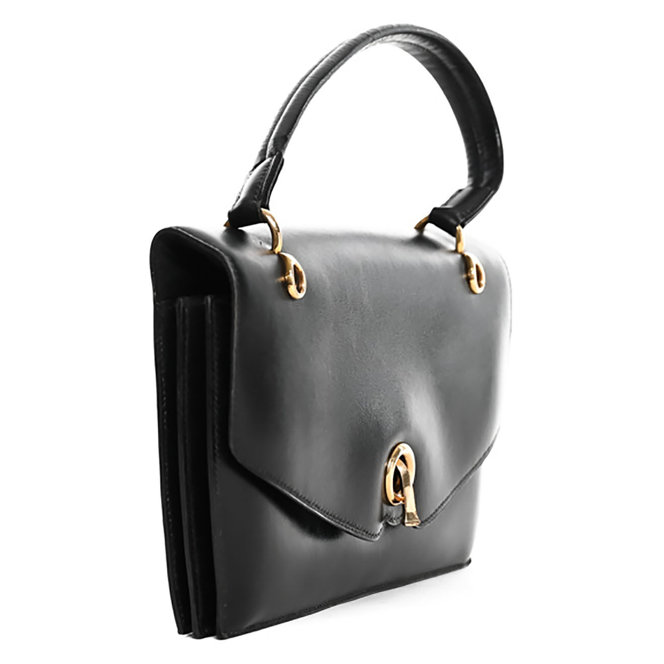 Hermès Sac porté épaule en Cuir Vintage Clou noir - Très bon état - Longueur 24 cm