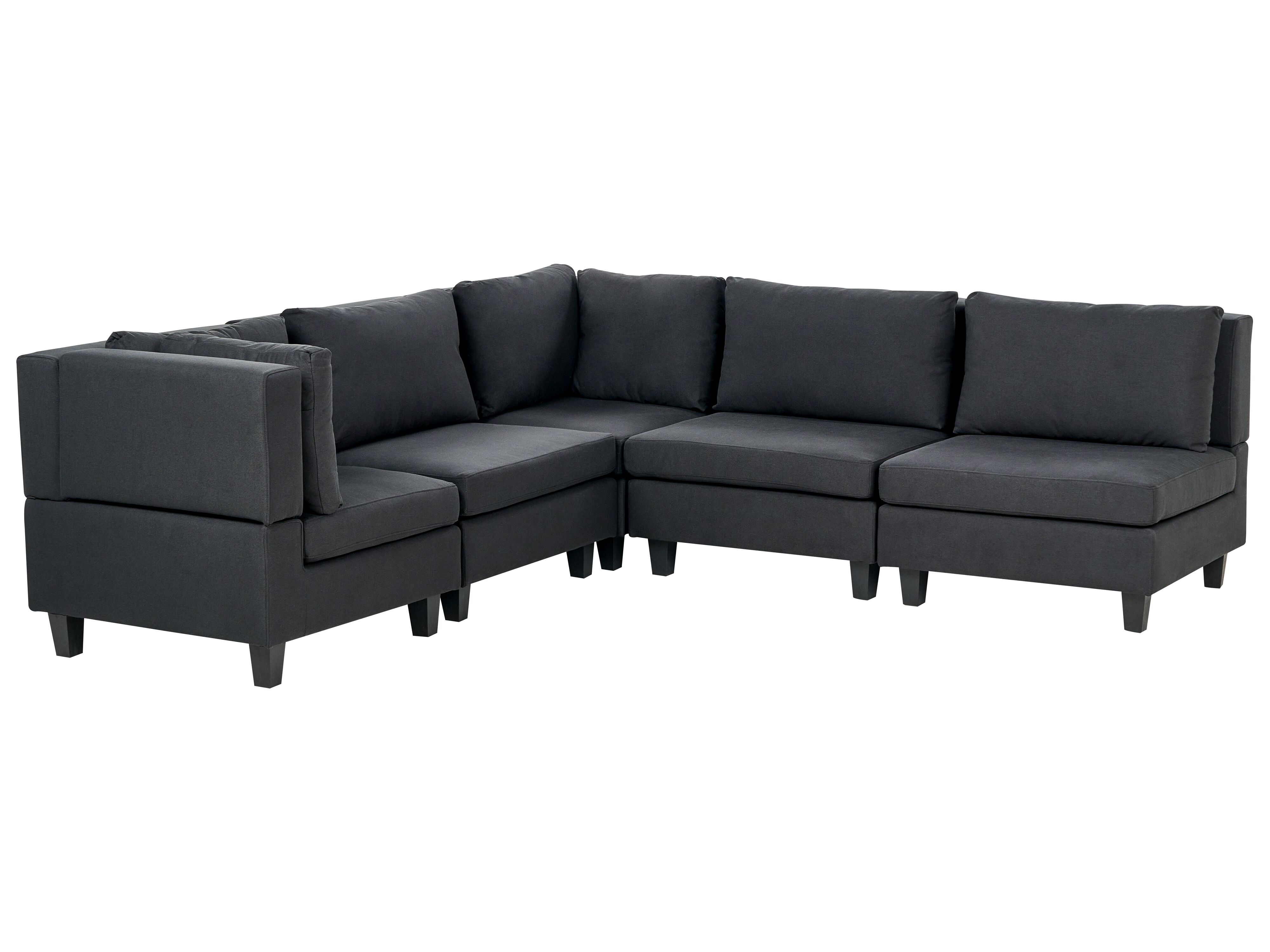 Modulaire hoekbank 5-zits UNSTAD Stof Zwart rechtszijdig