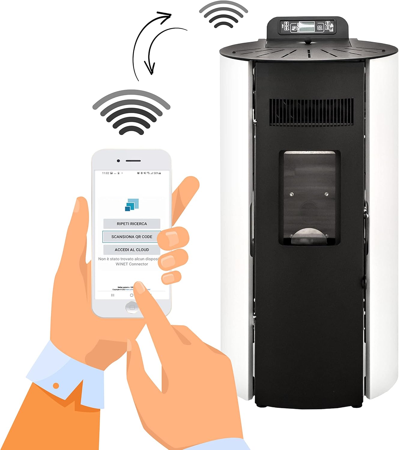 STUFE A PELLET ITALIA Boston 9 KW WiFi | Pelletöfen Effizienz 91% Heizt 80m² Autonomie 21 Std. Programmierbar WiFi-Steuerung 5 Geschwindigkeiten und Leistungsstufen 24 M Garantie Weiß