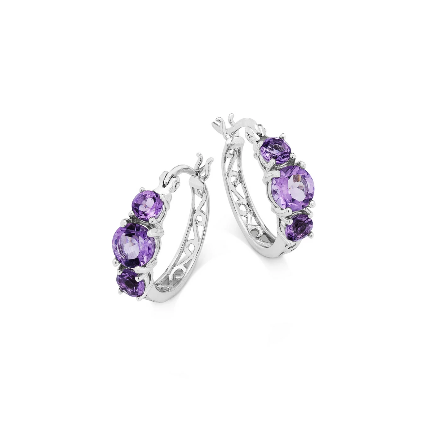 Creolen mit echt Amethyst