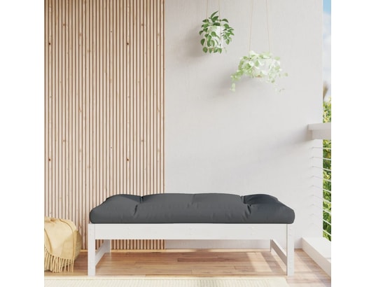 VIDAXL - Pouf Repose-pied de jardin 120x80 cm blanc bois de pin massif