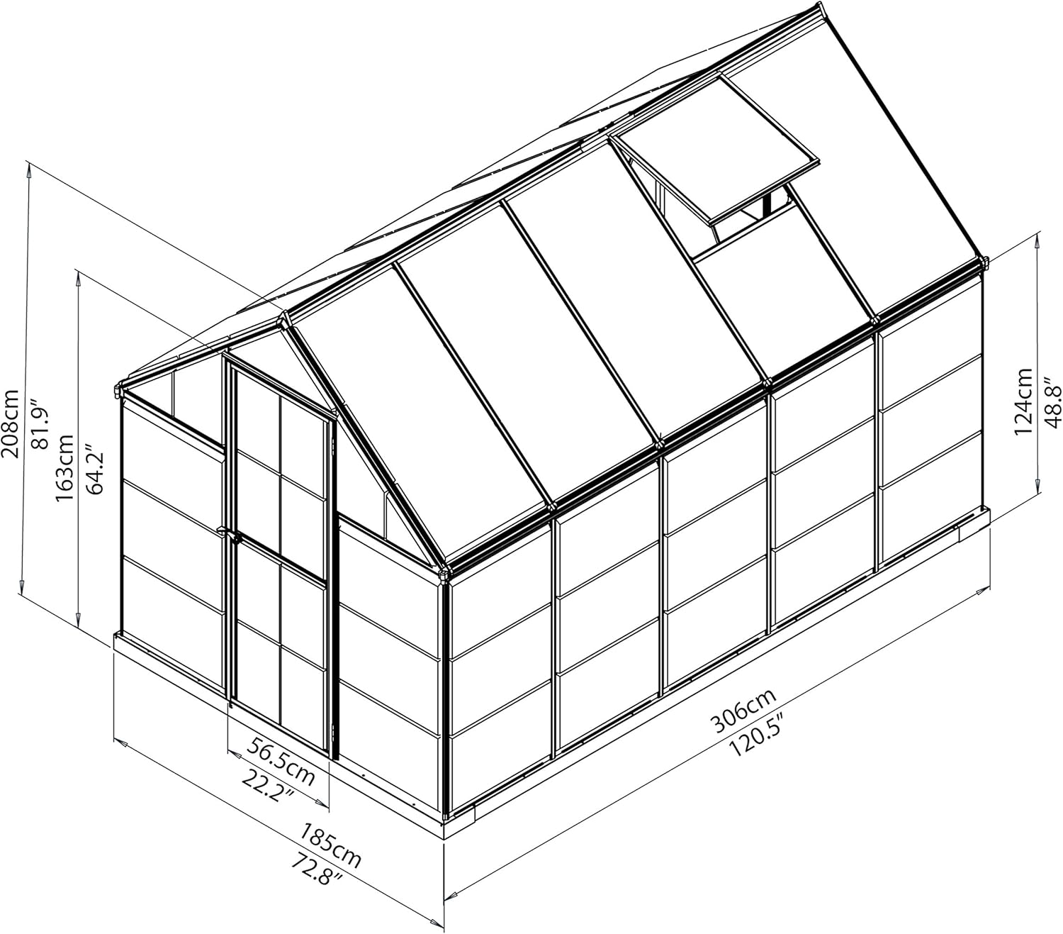 Palram HYBRID 6X10 Bundle Grün Gewächshaus, 306x185x208 cm
