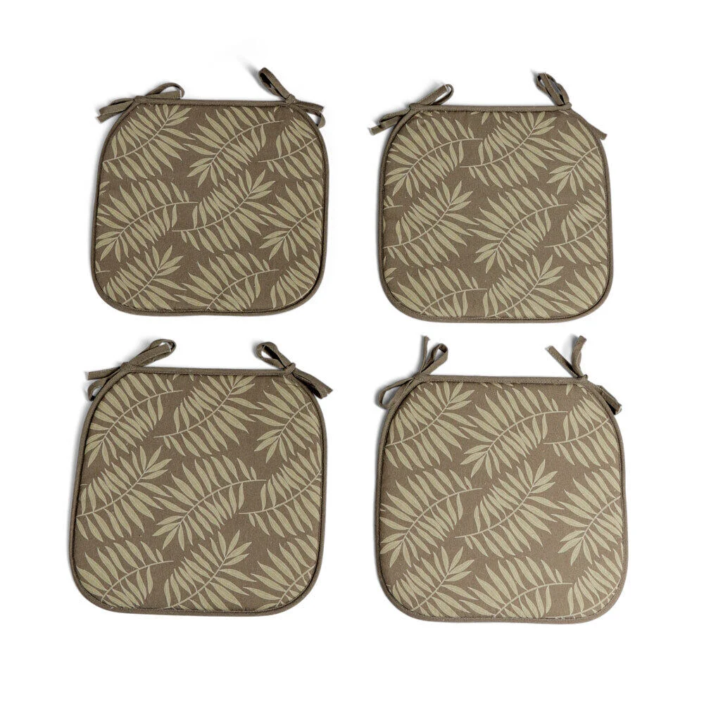 Lot de 4 galettes de chaise polyester et coton vert olive 38x38cm