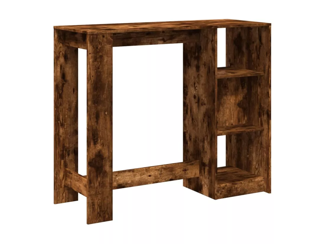 Table de bar avec étagère chêne fumé bois d'ingénierie